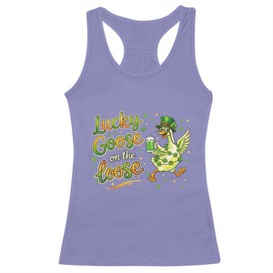 Retro Clover Duck Racerback Tank Top Lucky Goose On The Loose TS12 Violet Print Your Wear