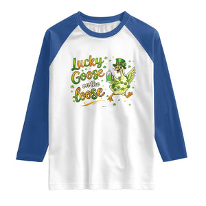 Retro Clover Duck Raglan Shirt Lucky Goose On The Loose TS12 White Royal Print Your Wear