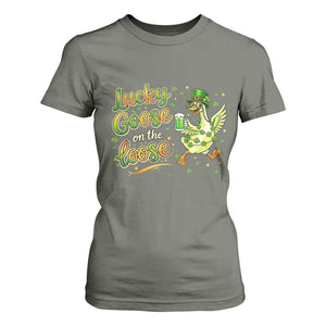 Retro Clover Duck T Shirt For Women Lucky Goose On The Loose TS12 Military Green Print Your Wear
