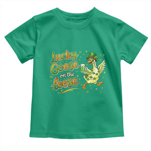Retro Clover Duck Toddler T Shirt Lucky Goose On The Loose TS12 Irish Green Print Your Wear