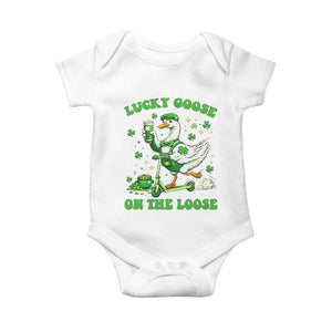 Funny Irish Goose Lover Baby Onesie Lucky Goose On The Loose TS12 White Print Your Wear