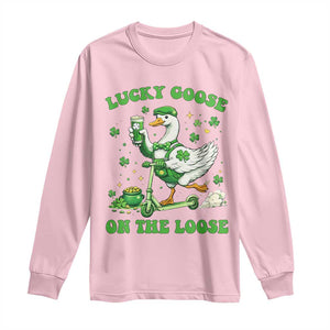 Funny Irish Goose Lover Long Sleeve Shirt Lucky Goose On The Loose TS12 Light Pink Print Your Wear