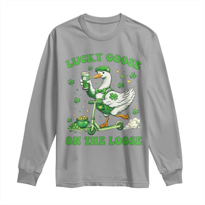 Funny Irish Goose Lover Long Sleeve Shirt Lucky Goose On The Loose TS12 Sport Gray Print Your Wear