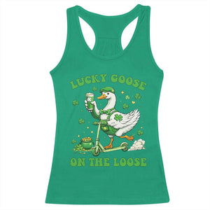Funny Irish Goose Lover Racerback Tank Top Lucky Goose On The Loose TS12 Irish Green Print Your Wear