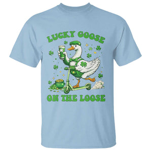 Funny Irish Goose Lover T Shirt Lucky Goose On The Loose TS12 Light Blue Print Your Wear