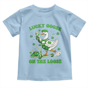 Funny Irish Goose Lover Toddler T Shirt Lucky Goose On The Loose TS12 Light Blue Print Your Wear