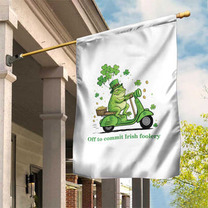 Funny Irish Frog Off To Commit Foolery Garden Flag St Patricks Day Gift TS12 Print Your Wear