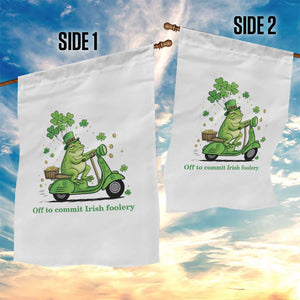 Funny Irish Frog Off To Commit Foolery Garden Flag St Patricks Day Gift TS12 Print Your Wear