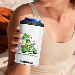 Funny Irish Frog Off To Commit Foolery 4 in 1 Can Cooler Tumbler St Patricks Day Gift TS12 Print Your Wear
