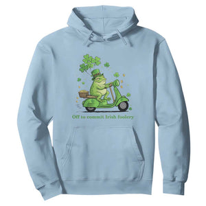Funny Irish Frog Off To Commit Foolery Hoodie St Patricks Day Gift TS12 Light Blue Print Your Wear