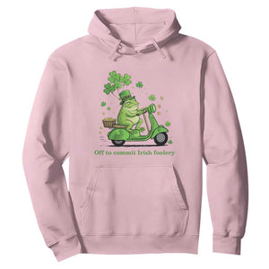 Funny Irish Frog Off To Commit Foolery Hoodie St Patricks Day Gift TS12 Light Pink Print Your Wear