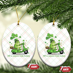 Funny Irish Frog Off To Commit Foolery Ceramic Ornament St Patricks Day Gift TS12 Print Your Wear