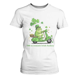 Funny Irish Frog Off To Commit Foolery T Shirt For Women St Patricks Day Gift TS12 White Print Your Wear