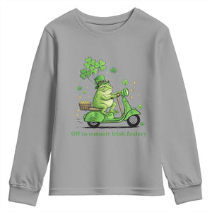 Funny Irish Frog Off To Commit Foolery Youth Sweatshirt St Patricks Day Gift TS12 Sport Gray Print Your Wear