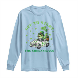 Off To Start The Shenanigans Long Sleeve Shirt St Patricks Day Frog TS12 Light Blue Print Your Wear