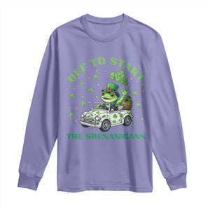 Off To Start The Shenanigans Long Sleeve Shirt St Patricks Day Frog TS12 Violet Print Your Wear