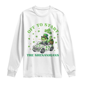 Off To Start The Shenanigans Long Sleeve Shirt St Patricks Day Frog TS12 White Print Your Wear
