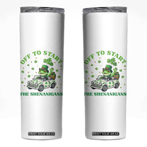 Off To Start The Shenanigans Skinny Tumbler St Patricks Day Frog TS12 White Print Your Wear
