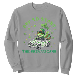 Off To Start The Shenanigans Sweatshirt St Patricks Day Frog TS12 Sport Gray Print Your Wear