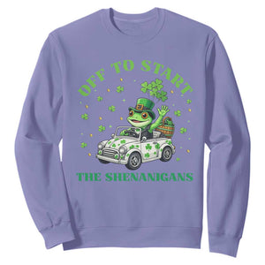 Off To Start The Shenanigans Sweatshirt St Patricks Day Frog TS12 Violet Print Your Wear