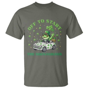 Off To Start The Shenanigans T Shirt St Patricks Day Frog TS12 Military Green Print Your Wear
