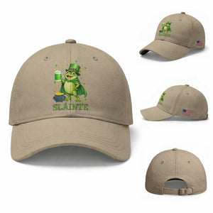 Funny Slainte Irish Frog Beer St Patricks Day Baseball Cap TS12 Baseball Cap Universal Fit Khaki Print Your Wear