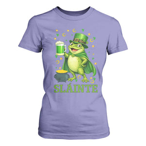 Funny Slainte Irish Frog Beer St Patricks Day T Shirt For Women TS12 Violet Print Your Wear