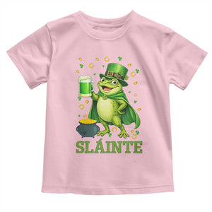 Funny Slainte Irish Frog Beer St Patricks Day Toddler T Shirt TS12 Light Pink Print Your Wear