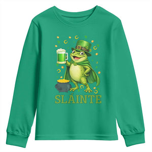 Funny Slainte Irish Frog Beer St Patricks Day Youth Sweatshirt TS12 Irish Green Print Your Wear