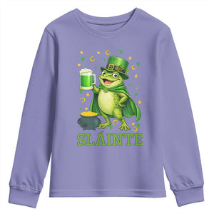 Funny Slainte Irish Frog Beer St Patricks Day Youth Sweatshirt TS12 Violet Print Your Wear