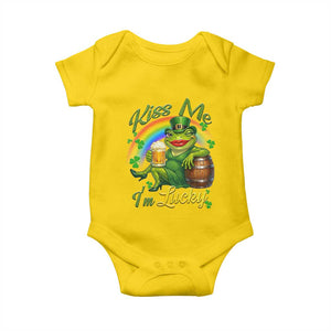 Funny Kiss Me I Am Lucky Baby Onesie St Patricks Day Frog TS12 Daisy Print Your Wear