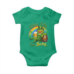 Funny Kiss Me I Am Lucky Baby Onesie St Patricks Day Frog TS12 Irish Green Print Your Wear