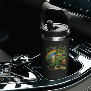 Funny Kiss Me I Am Lucky Flip Straw Tumbler St Patricks Day Frog TS12 Print Your Wear