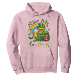 Funny Kiss Me I Am Lucky Hoodie St Patricks Day Frog TS12 Light Pink Print Your Wear
