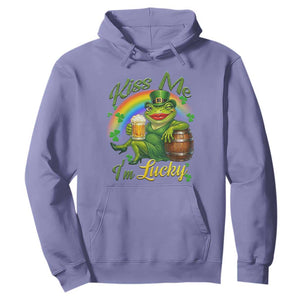 Funny Kiss Me I Am Lucky Hoodie St Patricks Day Frog TS12 Violet Print Your Wear