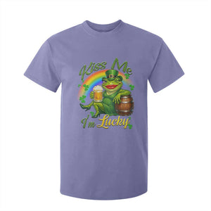 Funny Kiss Me I Am Lucky T Shirt For Kid St Patricks Day Frog TS12 Violet Print Your Wear