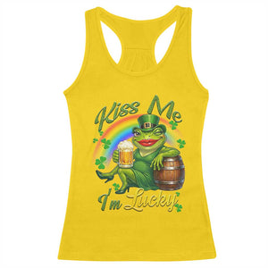 Funny Kiss Me I Am Lucky Racerback Tank Top St Patricks Day Frog TS12 Daisy Print Your Wear