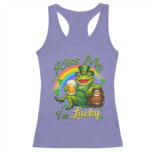 Funny Kiss Me I Am Lucky Racerback Tank Top St Patricks Day Frog TS12 Violet Print Your Wear