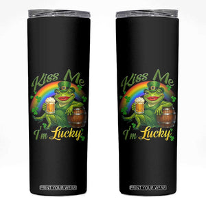 Funny Kiss Me I Am Lucky Skinny Tumbler St Patricks Day Frog TS12 Black Print Your Wear