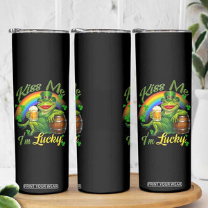 Funny Kiss Me I Am Lucky Skinny Tumbler St Patricks Day Frog TS12 Print Your Wear