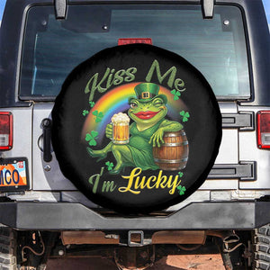 Funny Kiss Me I Am Lucky Spare Tire Cover St Patricks Day Frog TS12 No hole Black Print Your Wear