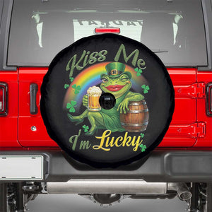 Funny Kiss Me I Am Lucky Spare Tire Cover St Patricks Day Frog TS12 Black Print Your Wear