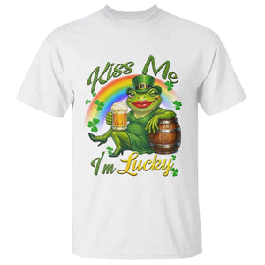 Funny Kiss Me I Am Lucky T Shirt St Patricks Day Frog TS12 White Print Your Wear