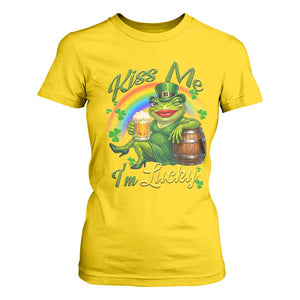 Funny Kiss Me I Am Lucky T Shirt For Women St Patricks Day Frog TS12 Daisy Print Your Wear