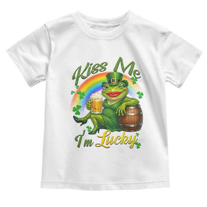Funny Kiss Me I Am Lucky Toddler T Shirt St Patricks Day Frog TS12 White Print Your Wear