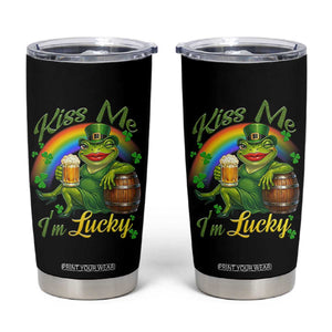 Funny Kiss Me I Am Lucky Tumbler Cup St Patricks Day Frog TS12 Black Print Your Wear