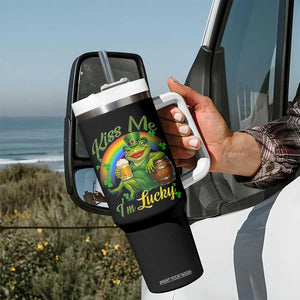 Funny Kiss Me I Am Lucky Tumbler With Handle St Patricks Day Frog TS12 Print Your Wear