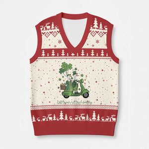 Funny Silly Irish Goose V-Neck Knit Sweater Vest Off To Commit Irish Foolery TS12 Beige Red Print Your Wear