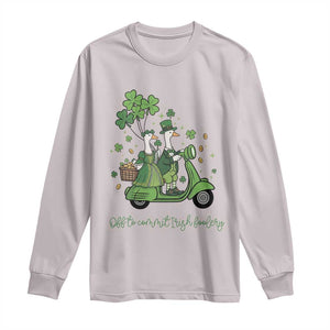 Funny Silly Irish Goose Long Sleeve Shirt Off To Commit Irish Foolery TS12 Ice Gray Print Your Wear