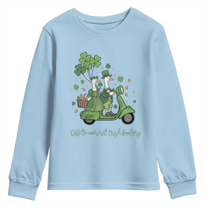Funny Silly Irish Goose Youth Sweatshirt Off To Commit Irish Foolery TS12 Light Blue Print Your Wear